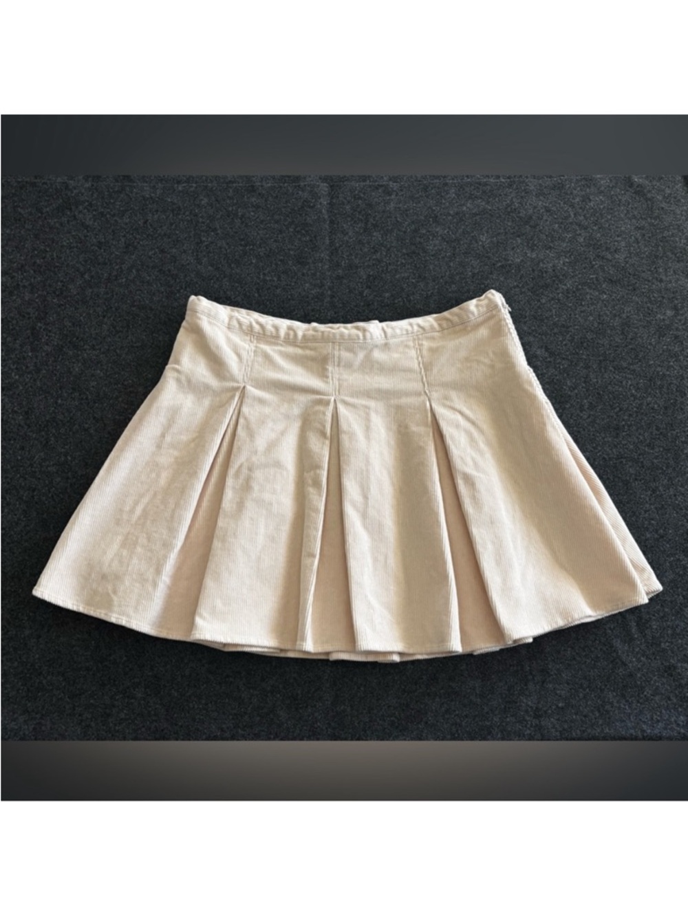 SO Pleated Corduroy Mini Skirt Cream Stretchy A-line Preppy Grunge Junior’s 15